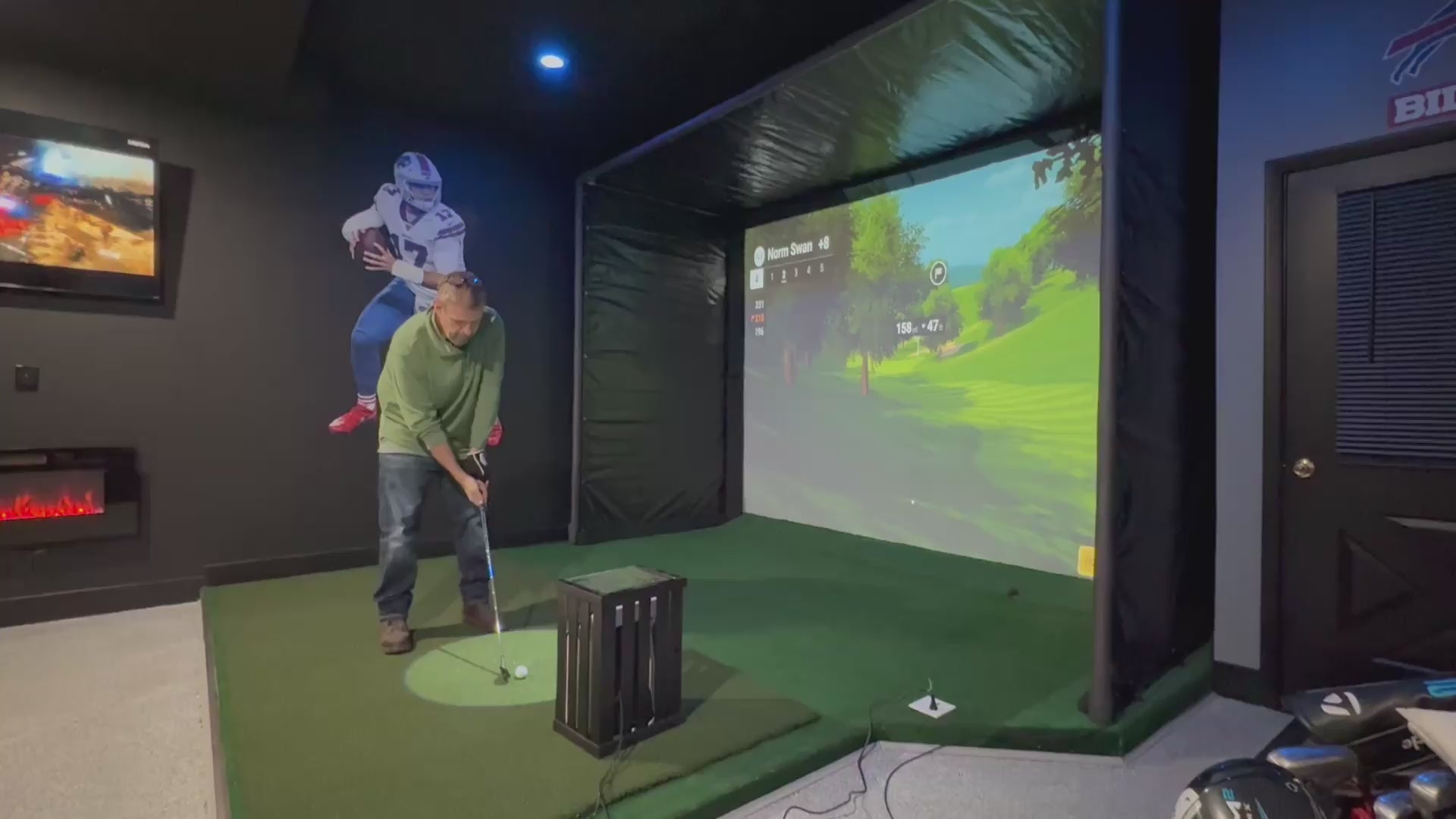 Load video: LaunchLine-Pro-Golf-Hitting-Mat_Simulator-Setup-Example_TheGolfersPick