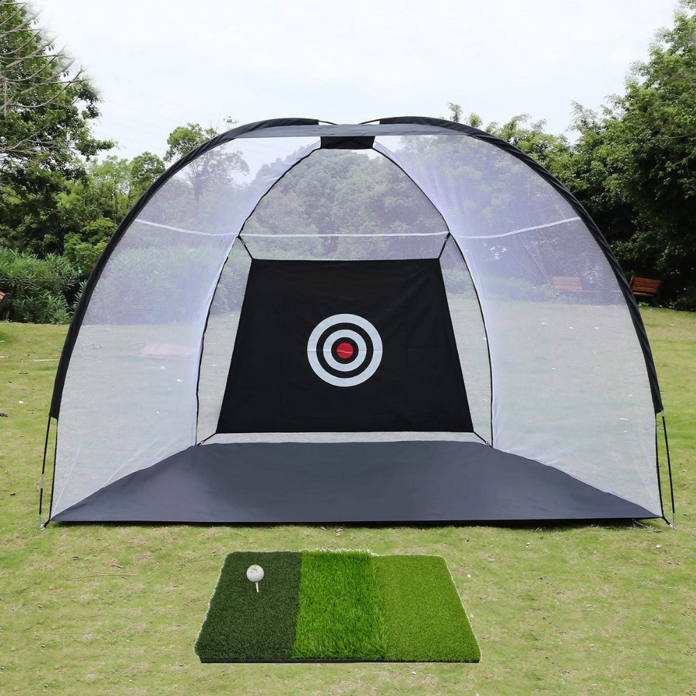 10x7 ft Giant Golf Net 3pc Bundle with Tri-Turf Hitting Mat - TheGolfersPick