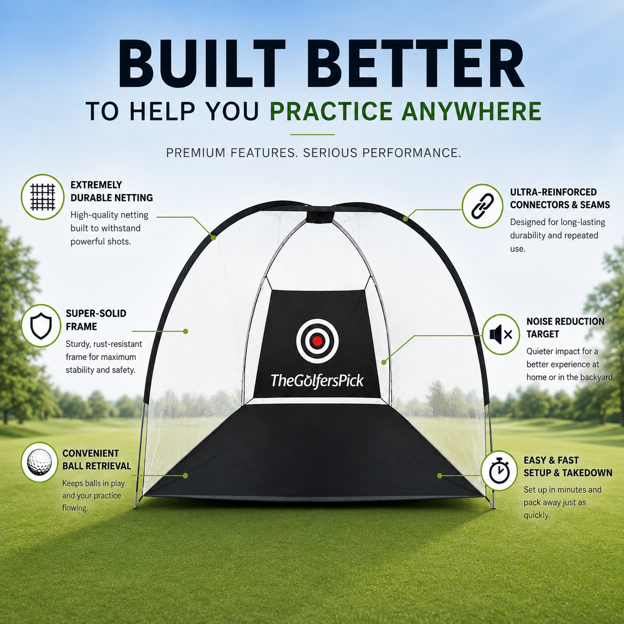 Golf Practice Net for Indoors and Outdoors
