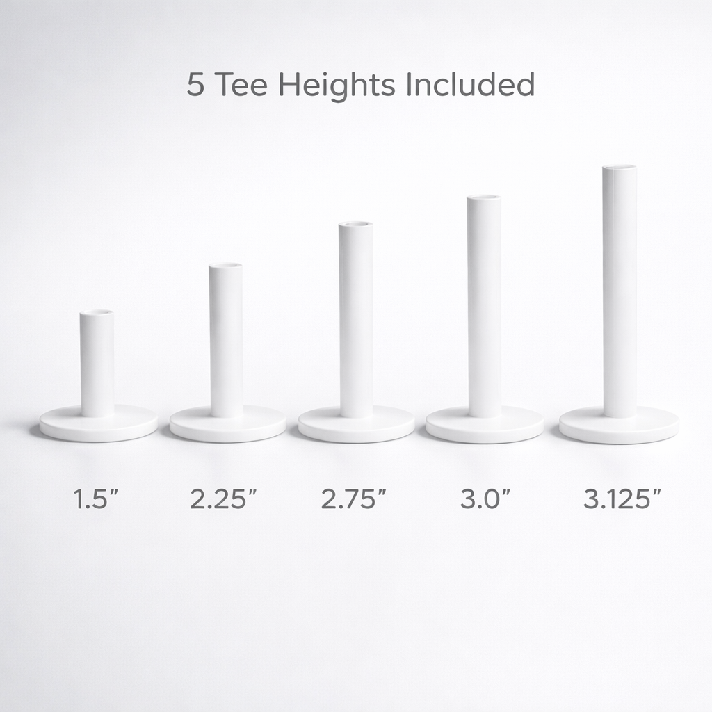 Rubber Golf Tees – 5 Pack Mixed Sizes (1.5”–3.125”) for Golf Mats & Driving Range Practice