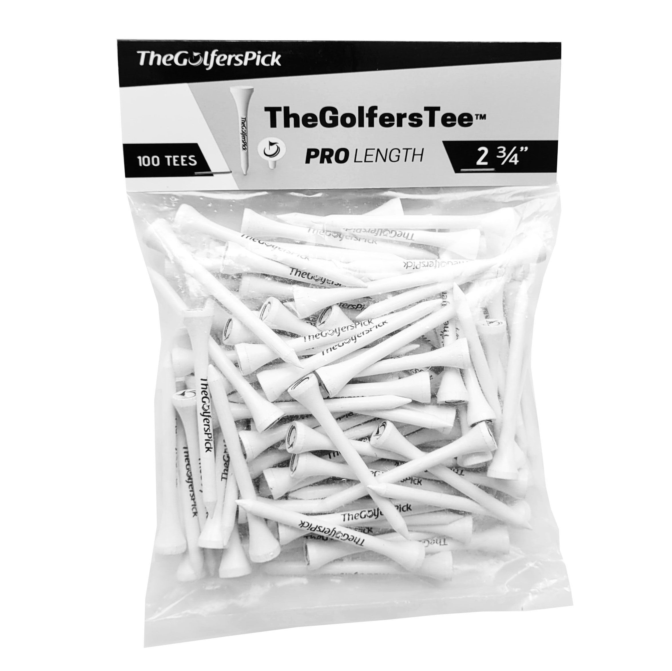 TheGolfersTee™ Pro Length | Premium Wooden Golf Tees | 100pcs Package