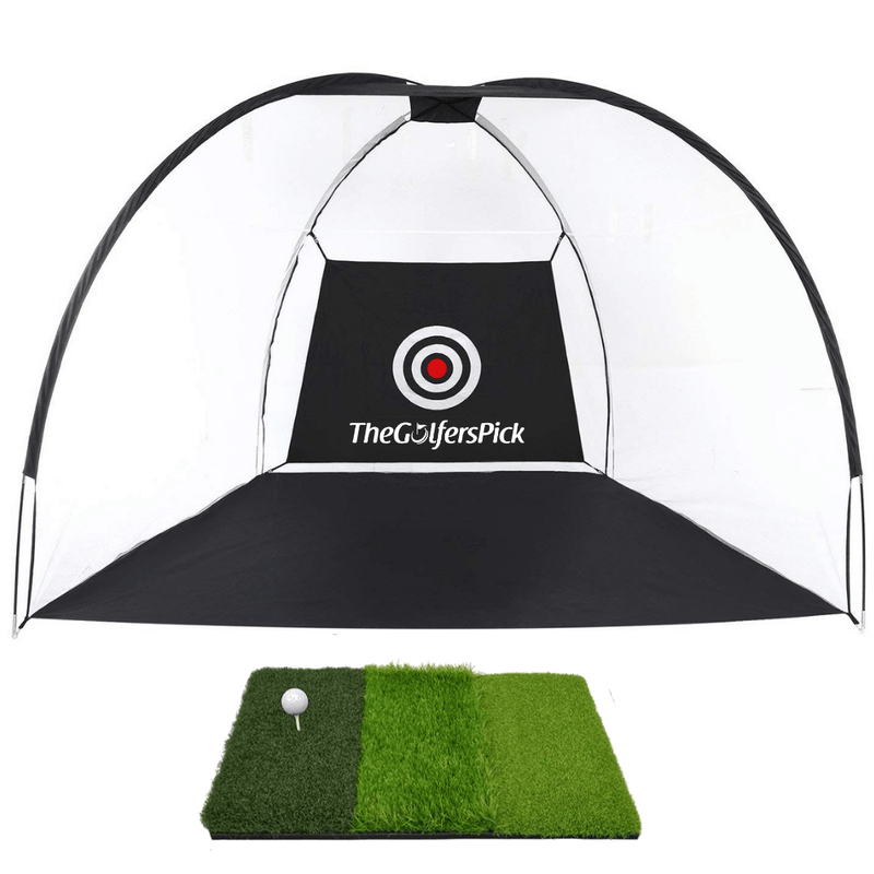 10x7 ft Giant Golf Net 3pc Bundle with Tri-Turf Hitting Mat