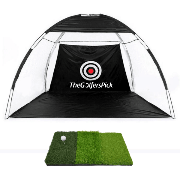 Golf Practice Driving Net for Indoors and Outdoors | Tri-Turf Hitting Mat
